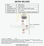 TT033-3-BY TT Aydınlatma Kelebek Toplu Model Mat Beyaz 3 lü 3 Renk Modüllü Ledli Avize