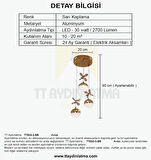TT033-3-SR TT Aydınlatma Kelebek Toplu Model Sarı Kaplama 3 lü 3 Renk Modüllü Ledli Avize