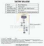 TT033-5-KR TT Aydınlatma Kelebek Toplu Model Krom Kaplama 5 li 3 Renk Modüllü Ledli Avize