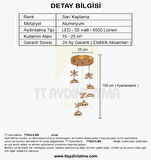 TT033-5-SR TT Aydınlatma Kelebek Toplu Model Sarı Kaplama 5 li 3 Renk Modüllü Ledli Avize