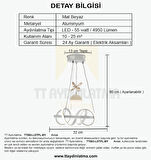 TT003-LDTPL-BY TT Aydınlatma Sarmal Modeli Mat Beyaz Ledli Toplu 3 Renk Modüllü Ledli Avize