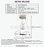TT003-LDTPL-KR TT Aydınlatma Sarmal Modeli Krom Kaplama Ledli Toplu 3 Renk Modüllü Ledli Avize