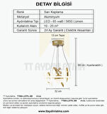 TT005-LDTPL-SR TT Aydınlatma Burgu Modeli Sarı Kaplama Ledli Toplu 3 Renk Modüllü Ledli Avize