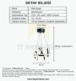 TT005-LDTPL-SY TT Aydınlatma Burgu Modeli Mat Siyah Ledli Toplu 3 Renk Modüllü Ledli Avize