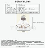 TT310-3TPL-BY TT Aydınlatma Trio Modeli Mat Beyaz 3 Toplu 3 Renk Modüllü Ledli Avize
