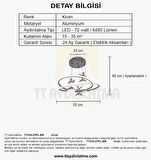 TT310-3TPL-KR TT Aydınlatma Trio Modeli Krom Kaplama 3 Toplu 3 Renk Modüllü Ledli Avize