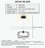 TT321-SY TT Aydınlatma Nazar Modeli Mat Siyah 3 Renk Modüllü Ledli Avize