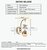 TT099-SR TT Aydınlatma Toplu Taşlı Sarı Kaplama 3 Renk Modüllü Ledli Aplik