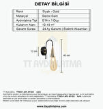 TT023-1-APL-SY-GD TT Aydınlatma Damla Modeli Gold - Siyah Tekli Aplik