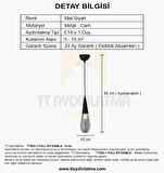 TT023-1-FULL-SY TT Aydınlatma Damla Modeli Full Mat Siyah Tekli Avize