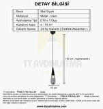 TT023-1-YTK-FULL-SY TT Ayd Damla Modeli Mat Siyah Yatak Başlık - Banyo Avizesi