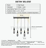 TT023-5S-FULL-SY TT Aydınlatma Full Mat Sİyah 5 li Damla Modeli Sıralı Avize