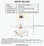 TT330-1TPL-FSR TT Aydınlatma Zambak Modeli Fransız Sarı Kaplama Tek Toplu 3 Renk Modüllü Ledli Avize