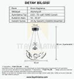 TT330-1TPL-KR TT Aydınlatma Zambak Modeli Krom Kaplama Tek Toplu 3 Renk Modüllü Ledli Avize