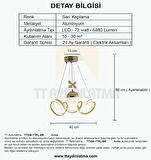 TT330-1TPL-SR TT Aydınlatma Zambak Modeli Sarı Kaplama Tek Toplu 3 Renk Modüllü Ledli Avize
