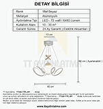 TT330-1TPL-BY TT Aydınlatma Zambak Modeli Mat Beyaz Tek Toplu 3 Renk Modüllü Ledli Avize