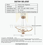 TT310-1TPL-FSR TT Aydınlatma Trio Modeli Fransız Sarı Kaplama Tek Toplu 3 Renk Modüllü Ledli Avize