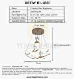 TT322-3TPL-FSR TT Aydınlatma Bulut Modeli Fransız Sarı Kaplama 3 Toplu 3 Renk Modüllü Ledli Avize