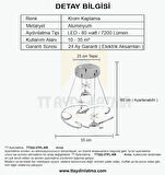 TT322-3TPL-KR TT Aydınlatma Bulut Modeli Krom Kaplama 3 Toplu 3 Renk Modüllü Ledli Avize
