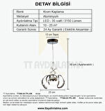 TT306-25-TPL-KR TT Aydınlatma Kavis 25 lik Krom Kaplama Tek Toplu 3 Renk Modüllü Ledli Avize