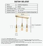TT023-3S-FULLESK TT Aydınlatma Eskitme Kaplama 3 lü Damla Modeli Sıralı Avize