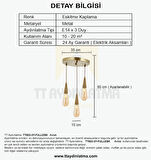 TT023-3Y-FULLESK TT Aydınlatma Eskitme Kaplama 3 lü Damla Modeli Yuvarlak Avize