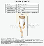 TT023-5Y-FULLESK- TT Aydınlatma Full Eskitme Kaplama 5 li Yuvarlak Damla Modeli Avize