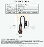 TT023-APL-FULLSY TT Aydınlatma Damla Modeli Full Siyah Tekli Aplik