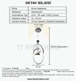 TT334-TPL-KR TT Aydınlatma Badem Modeli Krom Kaplama Tek Toplu 3 Renk Modüllü Ledli Avize