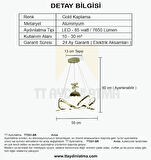 TT331-TPL-SR TT Aydınlatma Gold Kaplama Tek Toplu 3 Renk Modüllü Ledli Avize