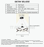 TT331-TPL-SY TT Aydınlatma Mat Siyah Tek Toplu 3 Renk Modüllü Ledli Avize