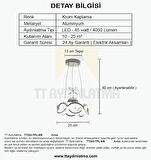 TT333-1TPL-KR TT Aydınlatma Dalgalı Model Krom Kaplama Tek Toplu 3 Renk Modüllü Ledli Avize