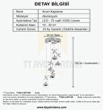TT063-5-SPT-KR TT Aydınlatma Kelebek Toplu-Spotlu Krom 5 li 3 Renk Modüllü Ledli Avize