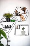 DEKORATİF METAL RAF GEOMETRİK 3'LÜ SET DUVAR RAFI KURULUM GEREKTİRMEYEN ÇOK AMAÇLI FOROĞRAFLIK STAND