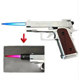 Dan Wesson 10mm Minyatür Tabanca Metal Doldurulabilir Torch Çakmak Gümüş