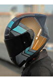 Rapid 2 Extra Race Full Face Motosiklet Kaskı Yarış Spoiler +  Siyah Vizörlü