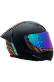 Rapid 2 Extra Race Full Face Motosiklet Kaskı Yarış Spoiler +  Şeffaf + Gökkuşağı Vizörlü