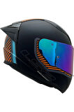 Rapid 2 Extra Race Full Face Motosiklet Kaskı Yarış Spoiler +  Şeffaf + Gökkuşağı Vizörlü