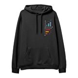 Down Up Baskılı Hoodie-Siyah