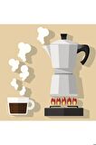 Aluminyum Moka Pot 6 Cups - Manuel Kahve Demleyici 6 Kupa