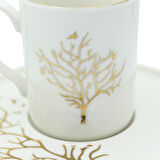 Altın Hayat Ağacı İkili Desenli 6 Kişilik Porselen Kahve Fincan Takımı
