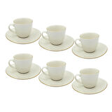 Altın Yaldızlı Sade 6 Kişilik Porselen Kahve Fincan Takımı