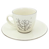 Gümüş Hayat Ağacı Desenli Klasik 6 Kişilik Porselen Kahve Fincan Takımı