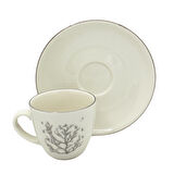 Gümüş Hayat Ağacı Desenli Klasik 6 Kişilik Porselen Kahve Fincan Takımı