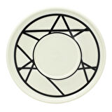 Renkli Geometrik Çizgili 6 Kişilik Porselen Kahve Fincan Takımı