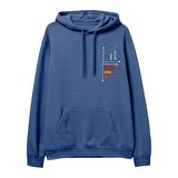 Down Up Baskılı Hoodie-Royal Mavi