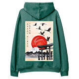 Japan Sırt Baskılı Hoodie-Yeşil