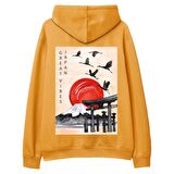 Japan Sırt Baskılı Hoodie-Portakal