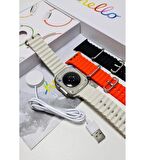 Hello Watch 3 Amoled 3 Kordon Ultra 49MM Watch 8 Wireless Şarj Pusula 4gb Akıllı Saat 450 Mah
