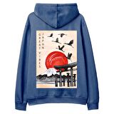Japan Sırt Baskılı Hoodie-Royal Mavi